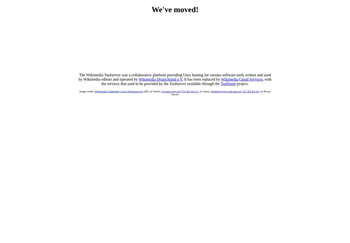 Captured homepage of toolserver.org in the current scan
