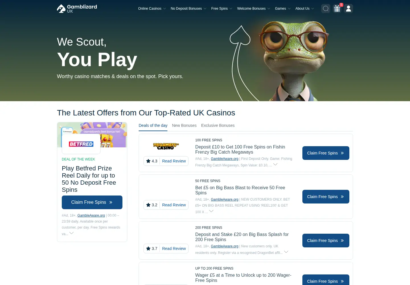 Screenshot of gamblizard.com