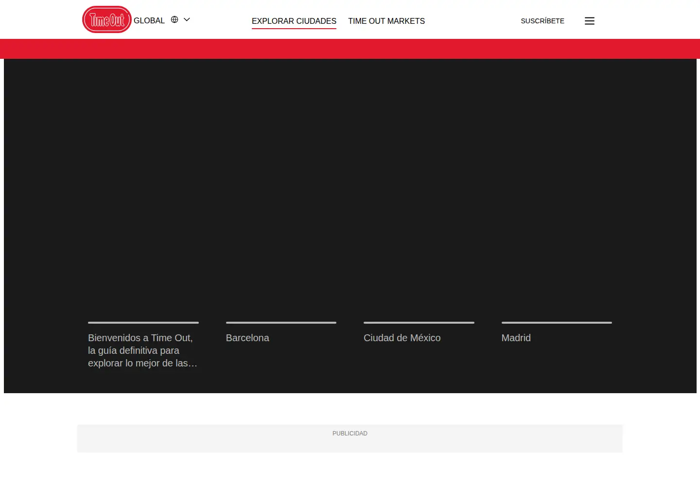 Captured homepage of timeout.es in the current scan