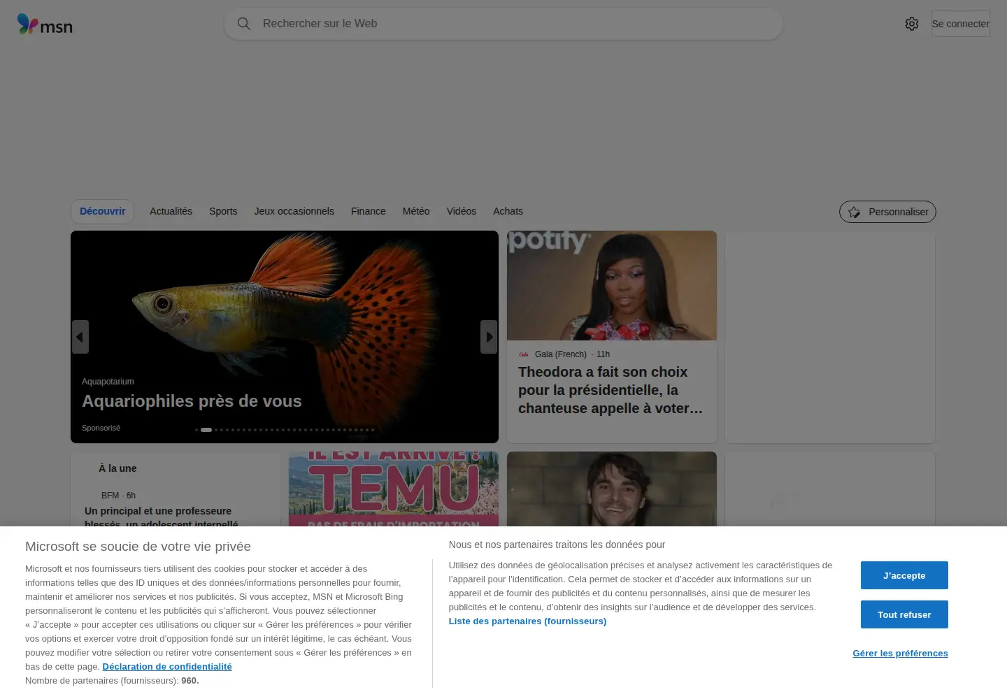 Captured homepage of msn.co.uk in the current scan