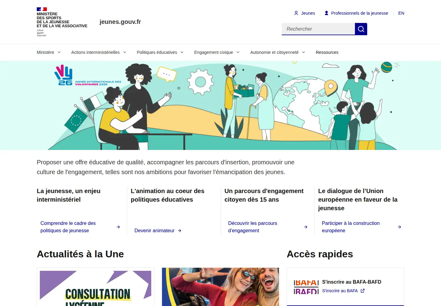 Screenshot of jeunes.gouv.fr