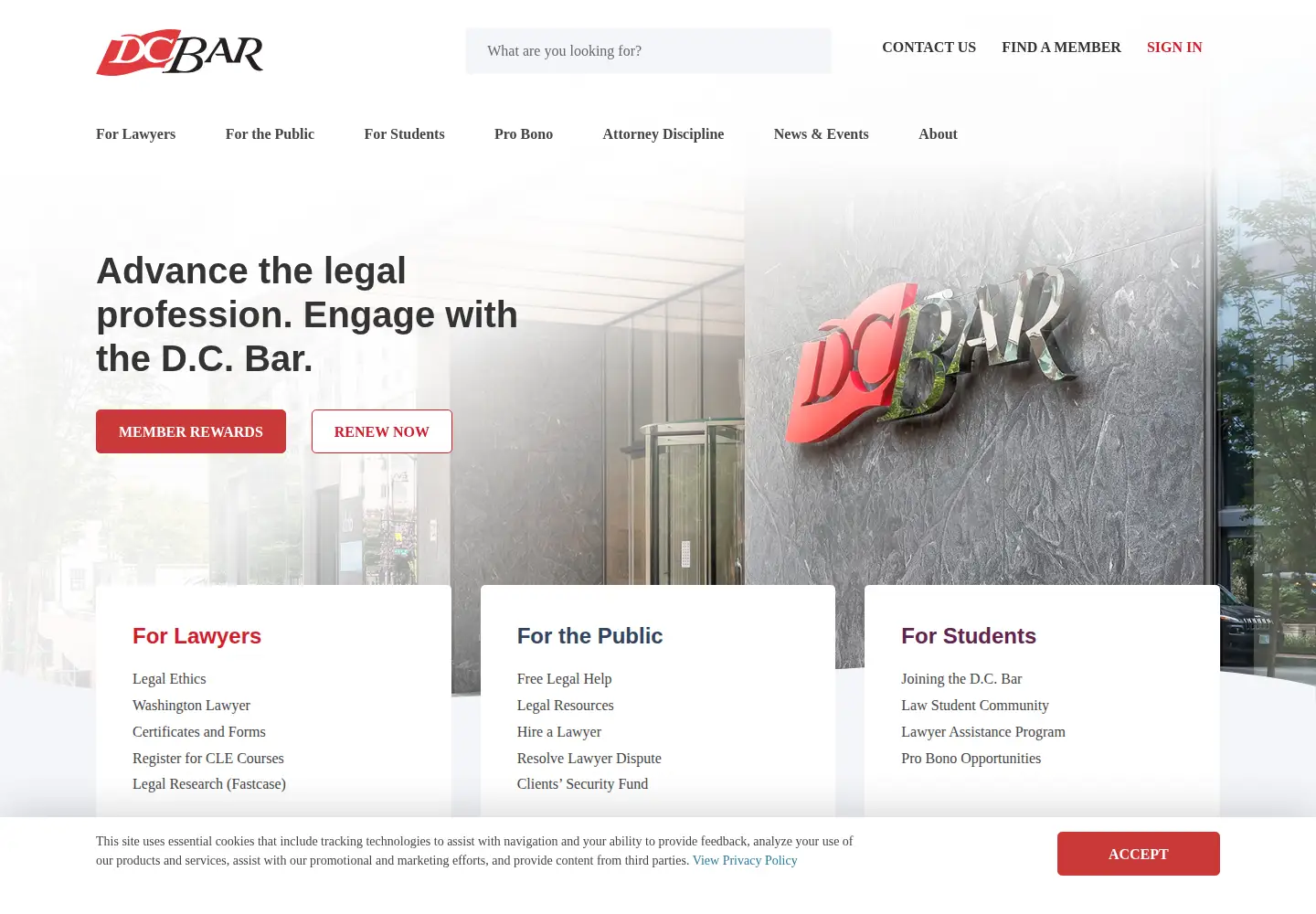 Screenshot of dcbar.org