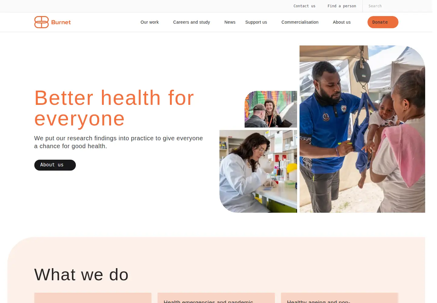 Captured homepage of burnet.edu.au in the current scan