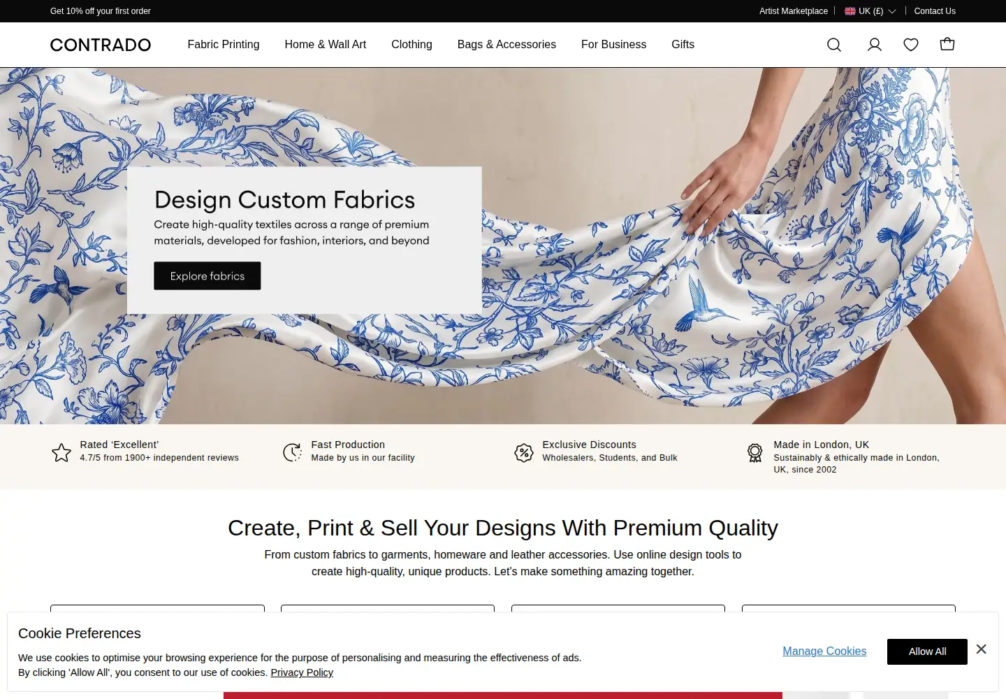 Captured homepage of contrado.co.uk in the current scan