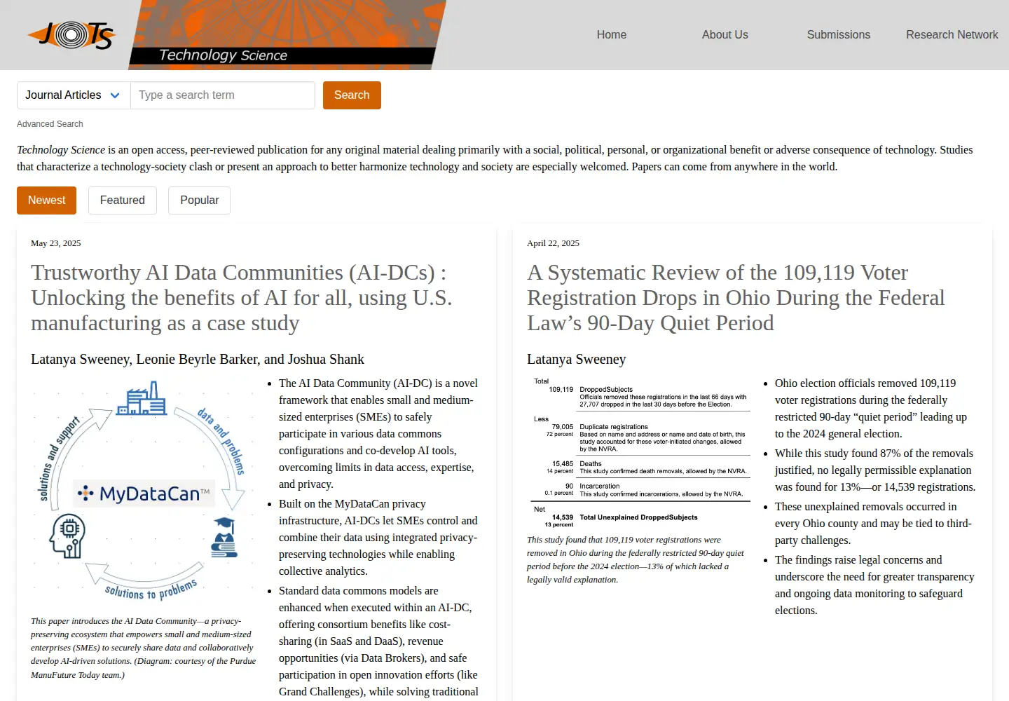 Screenshot of techscience.org