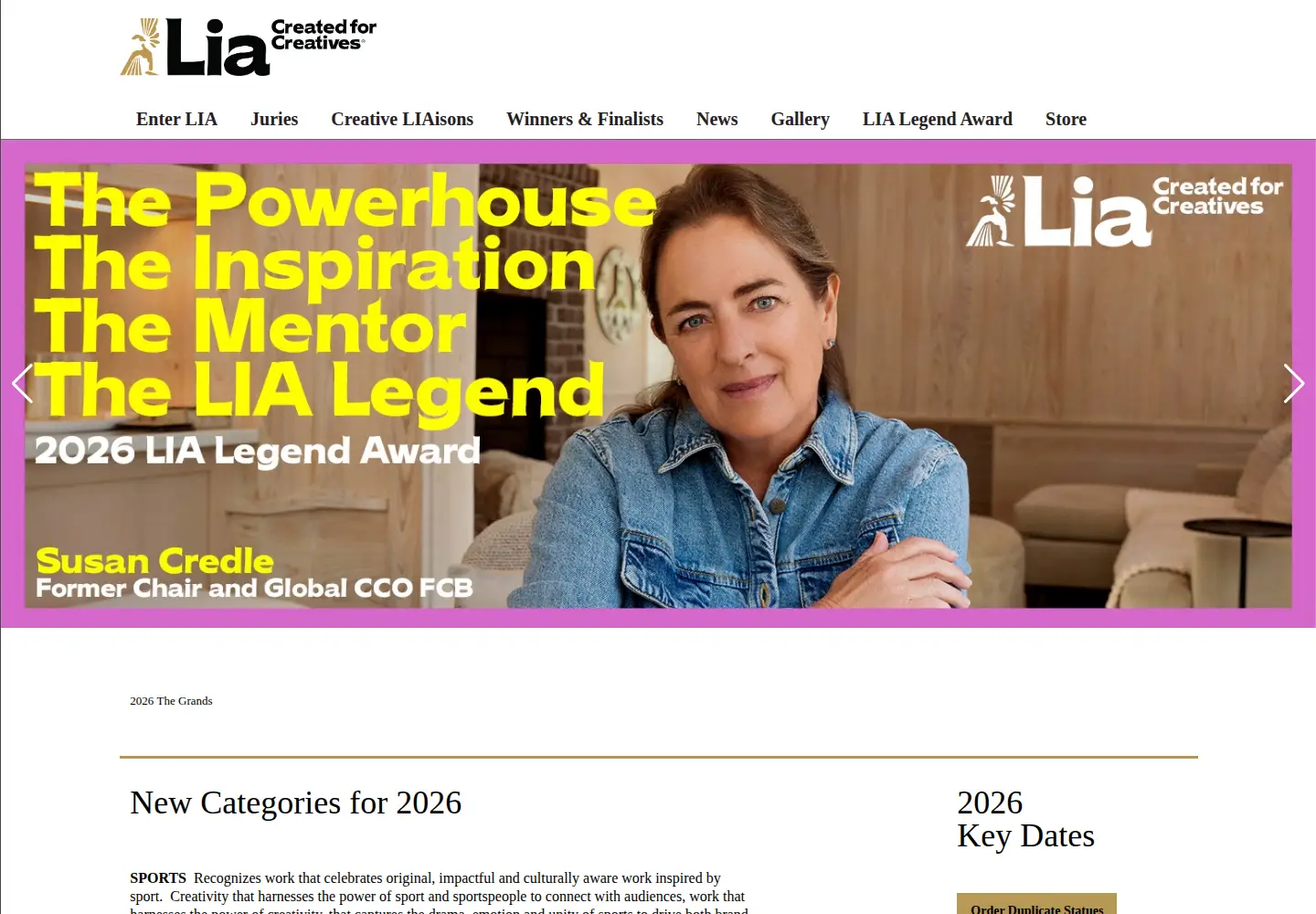 Screenshot of liaawards.com