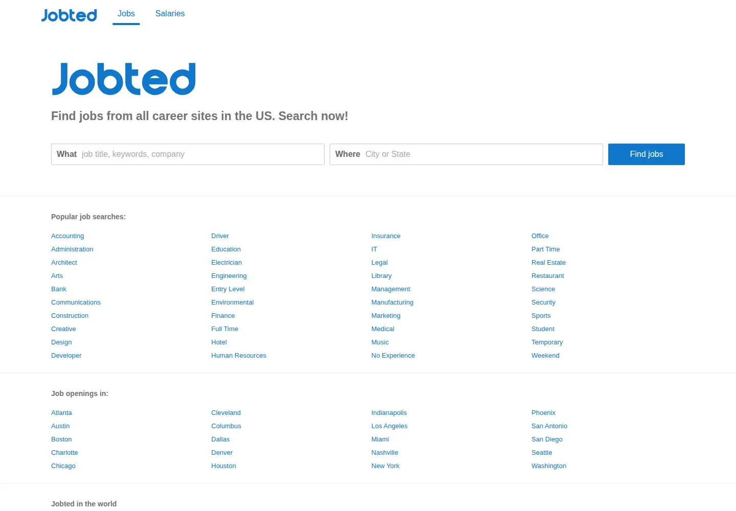 Captured homepage of jobted.com in the current scan