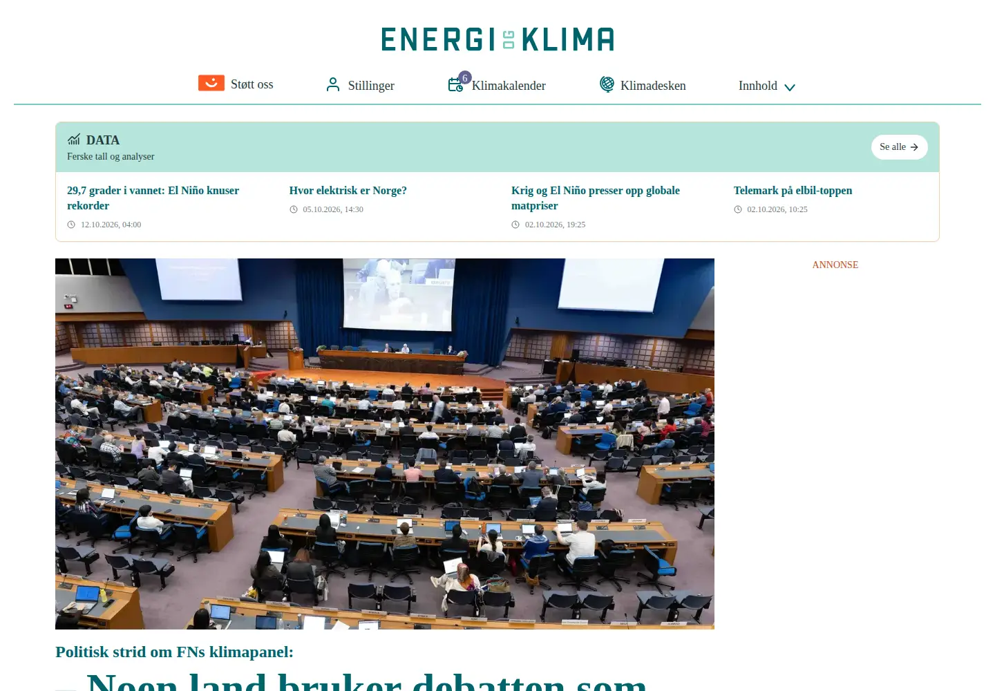 Screenshot of energiogklima.no