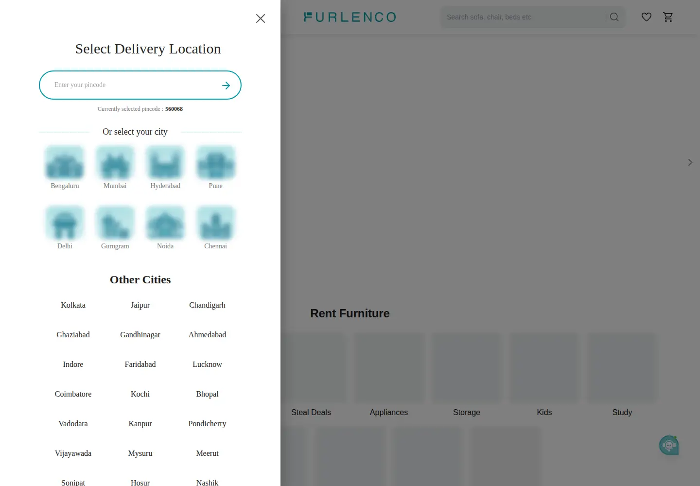 Screenshot of furlenco.com