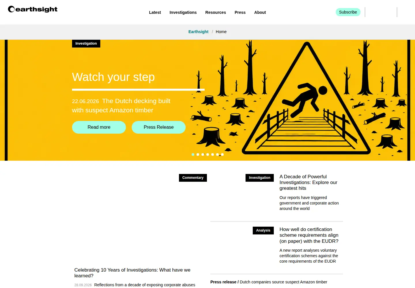 Screenshot of earthsight.org.uk