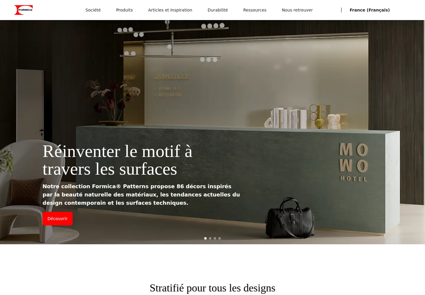 Captured homepage of formica.com in the current scan