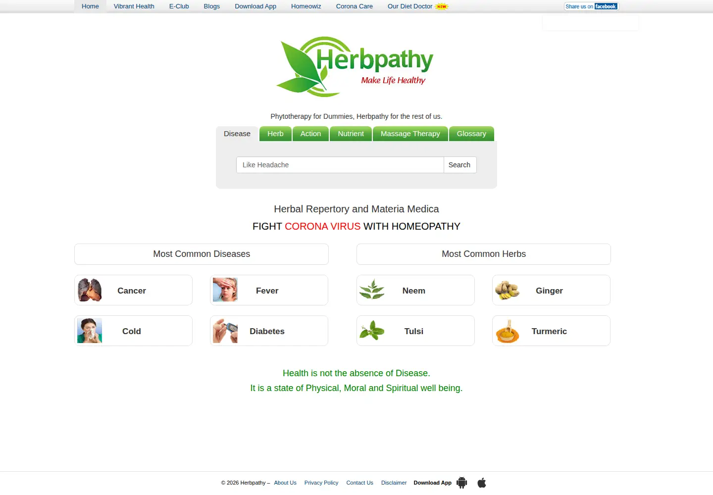 Captured homepage of herbpathy.com in the current scan