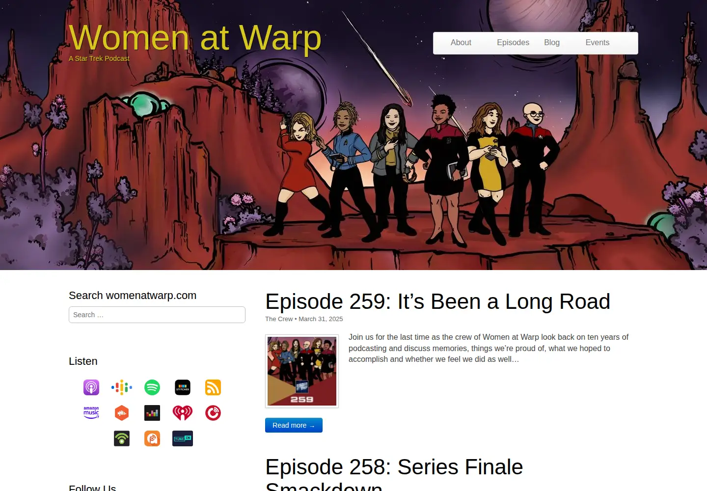 Captured homepage of womenatwarp.com in the current scan