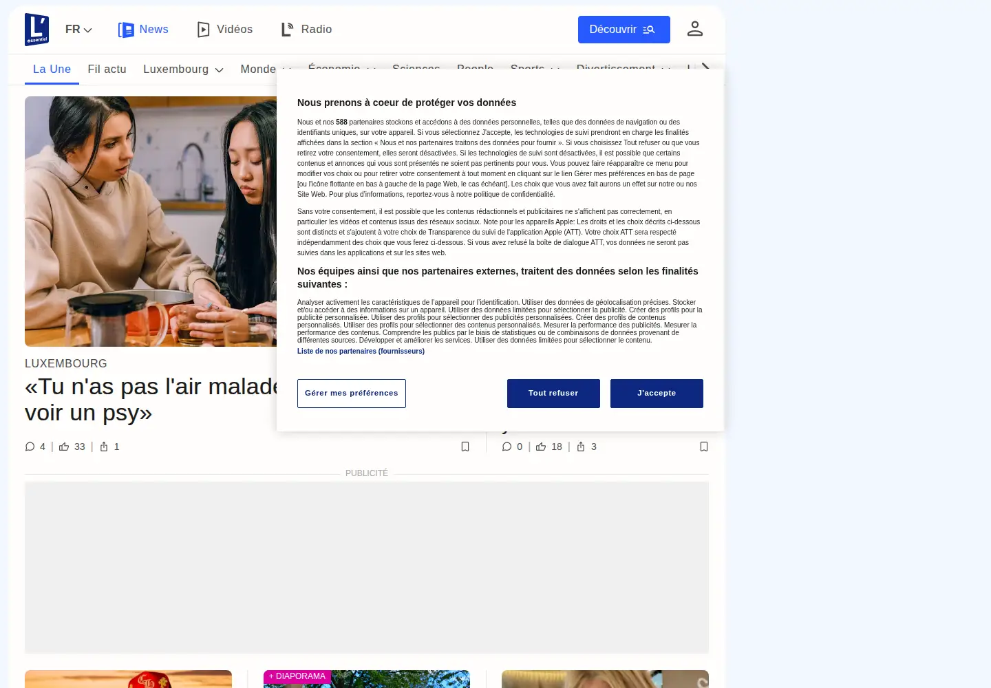 Screenshot of lessentiel.lu
