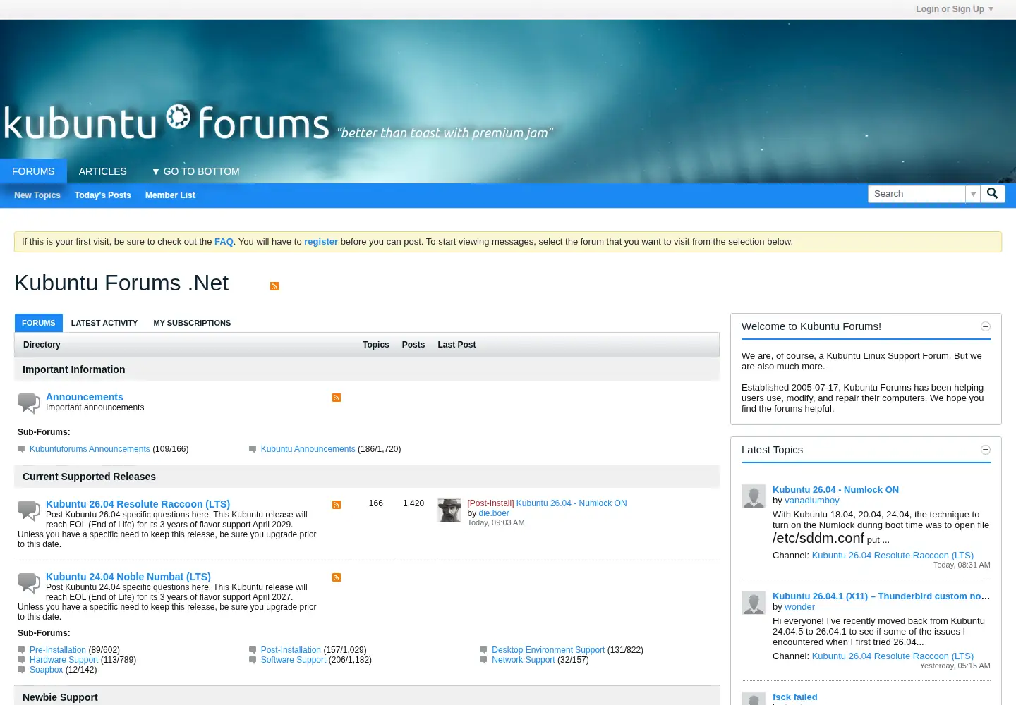 Screenshot of kubuntuforums.net