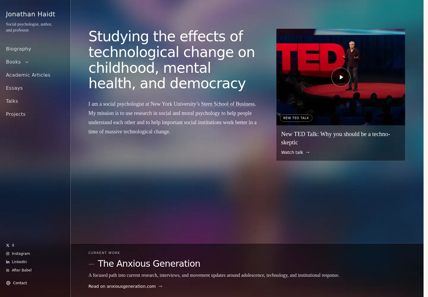 Captured homepage of jonathanhaidt.com in the current scan