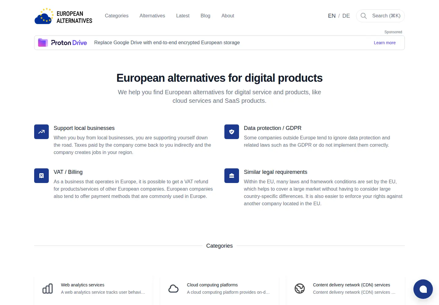 Screenshot of european-alternatives.eu