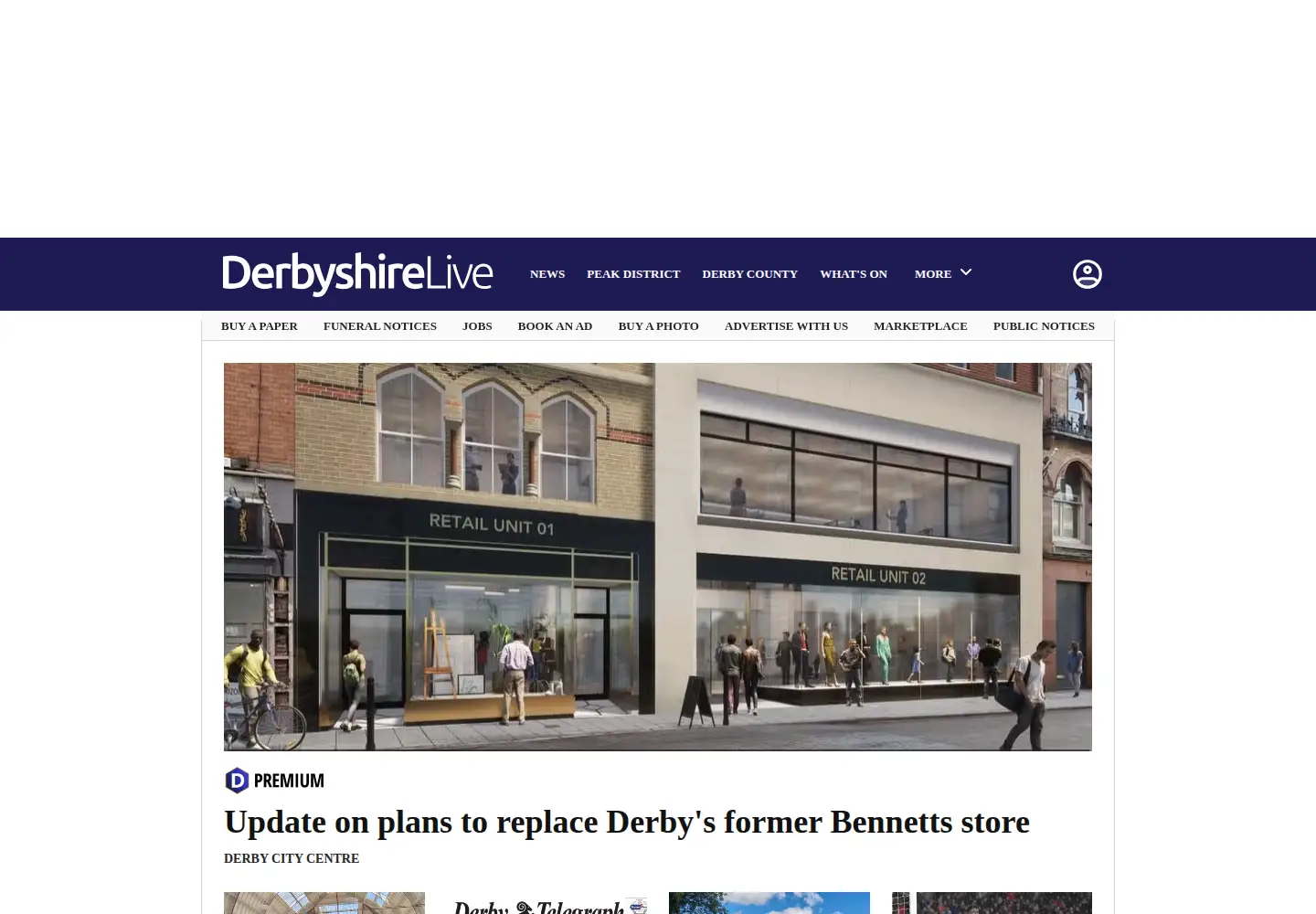 Captured homepage of derbytelegraph.co.uk in the current scan