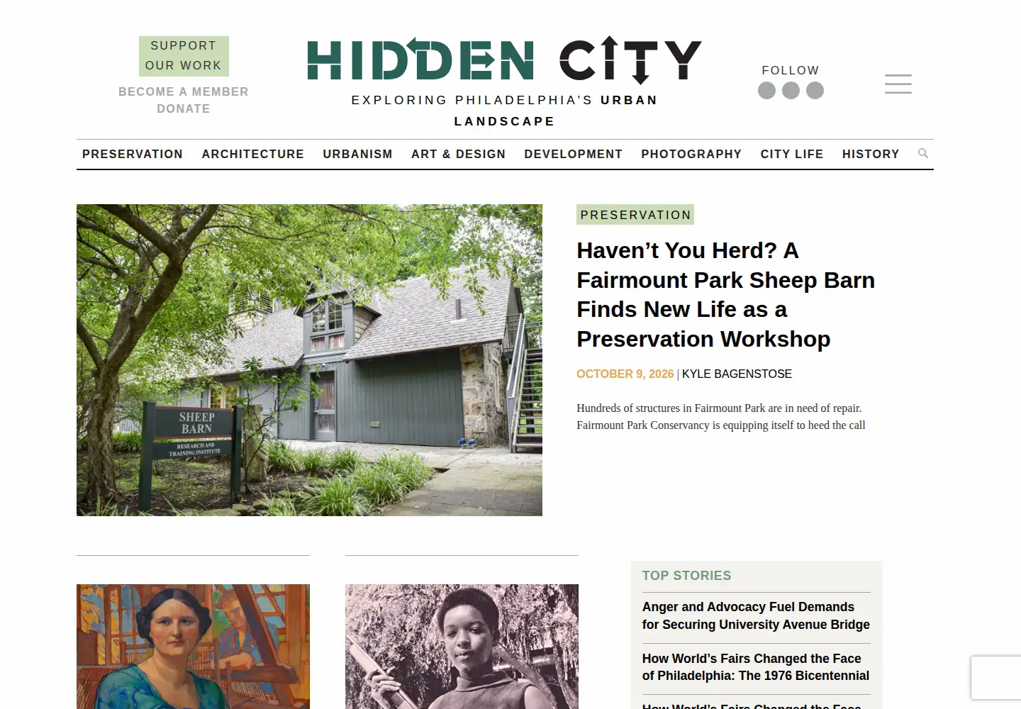 Captured homepage of hiddencityphila.org in the current scan