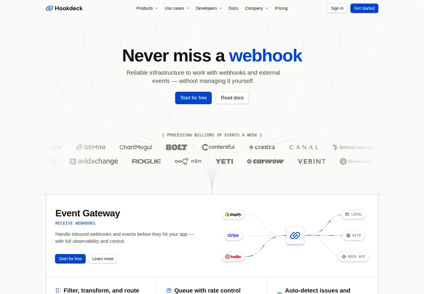 Screenshot of hookdeck.com