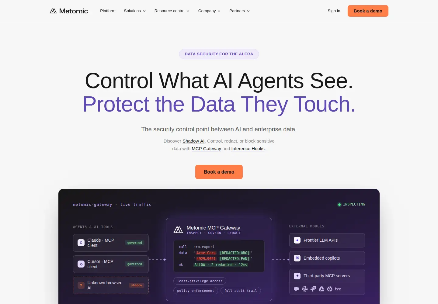 Captured homepage of metomic.io in the current scan