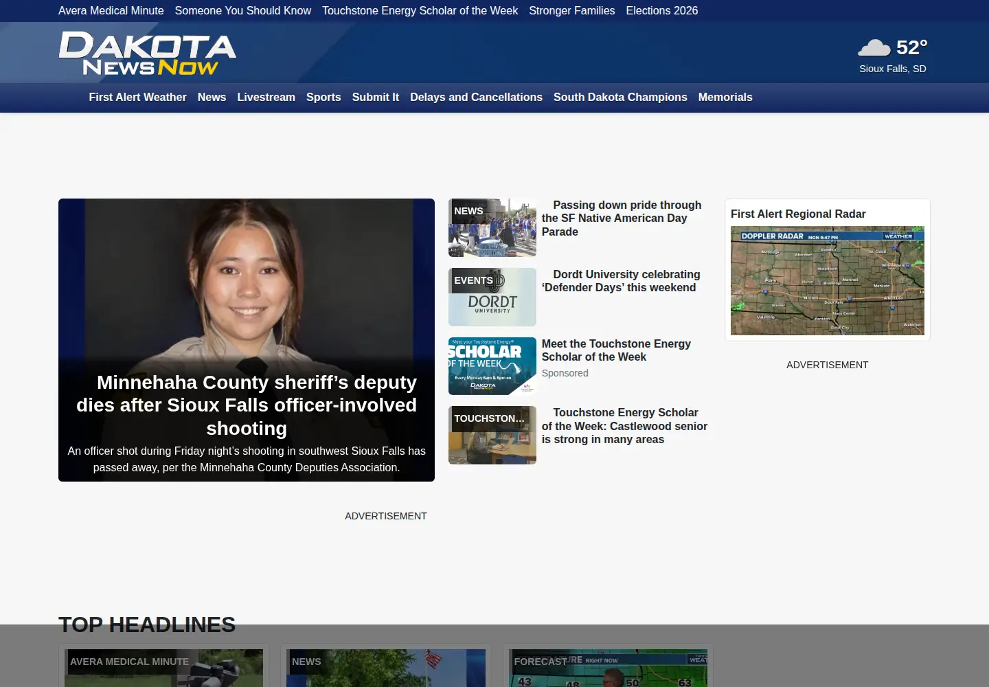 Screenshot of dakotanewsnow.com