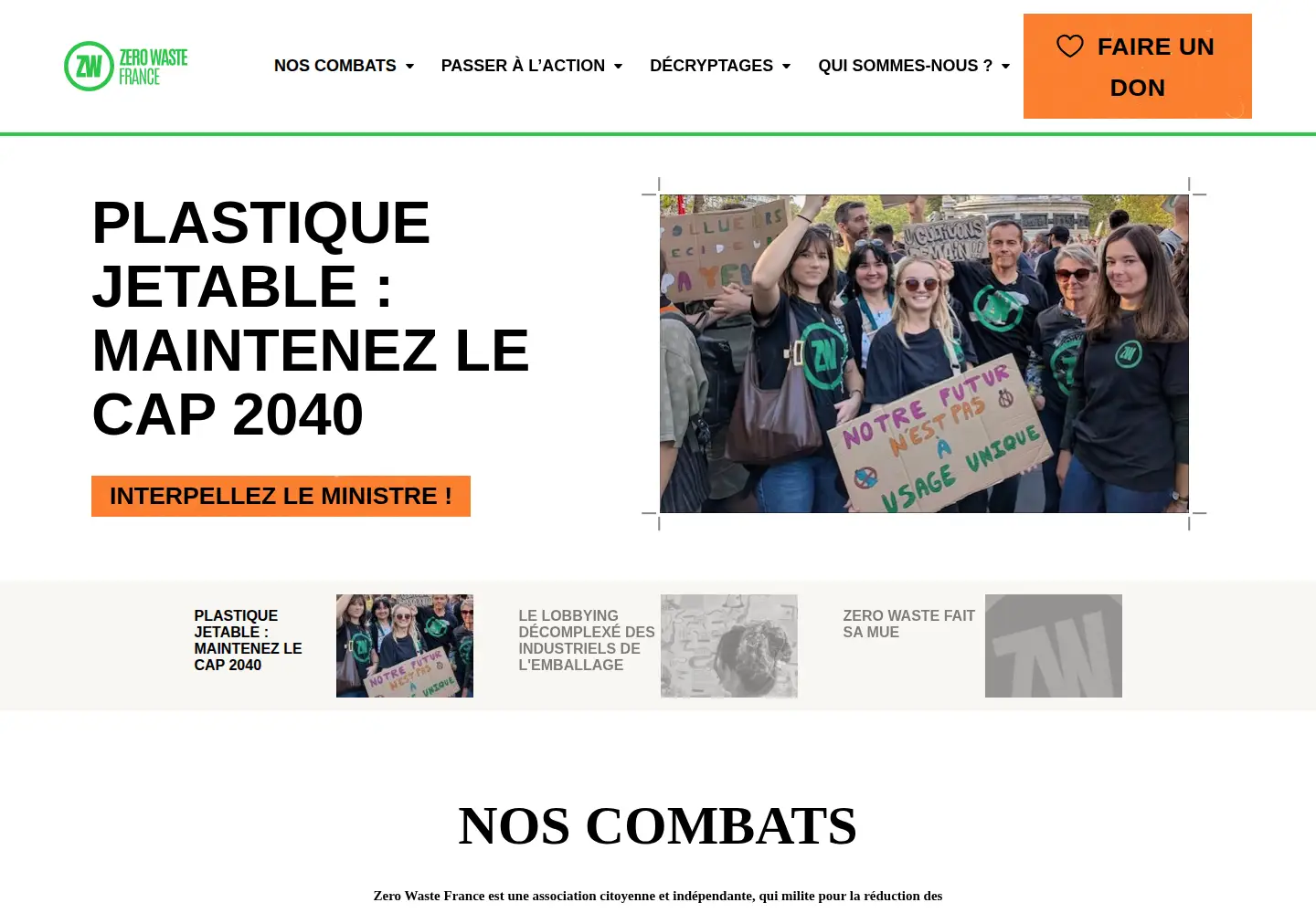 Captured homepage of zerowastefrance.org in the current scan
