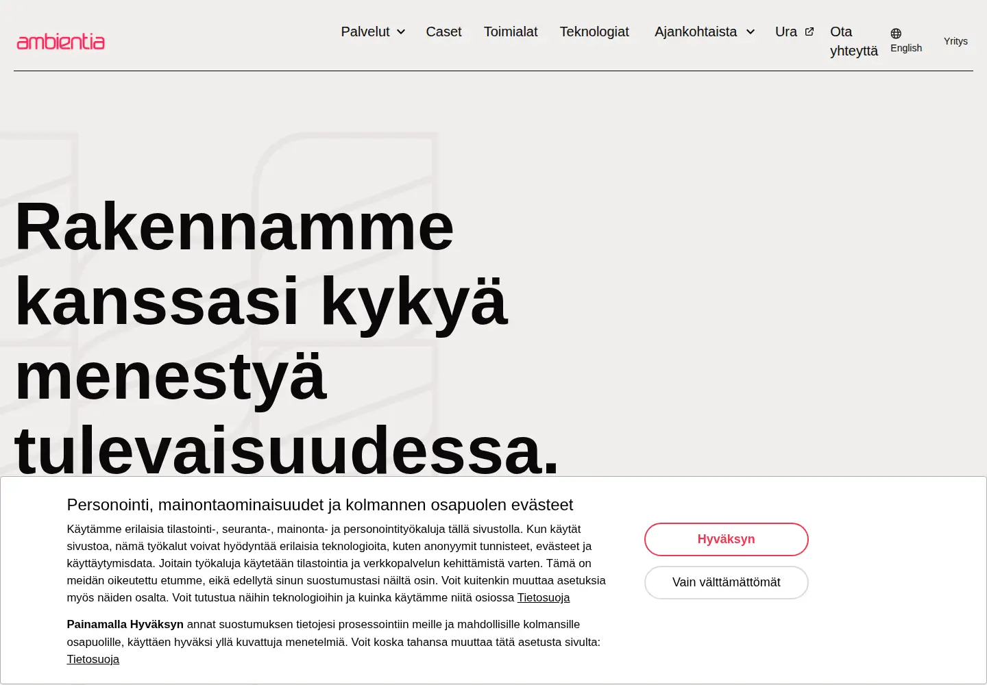 Screenshot of ambientia.fi