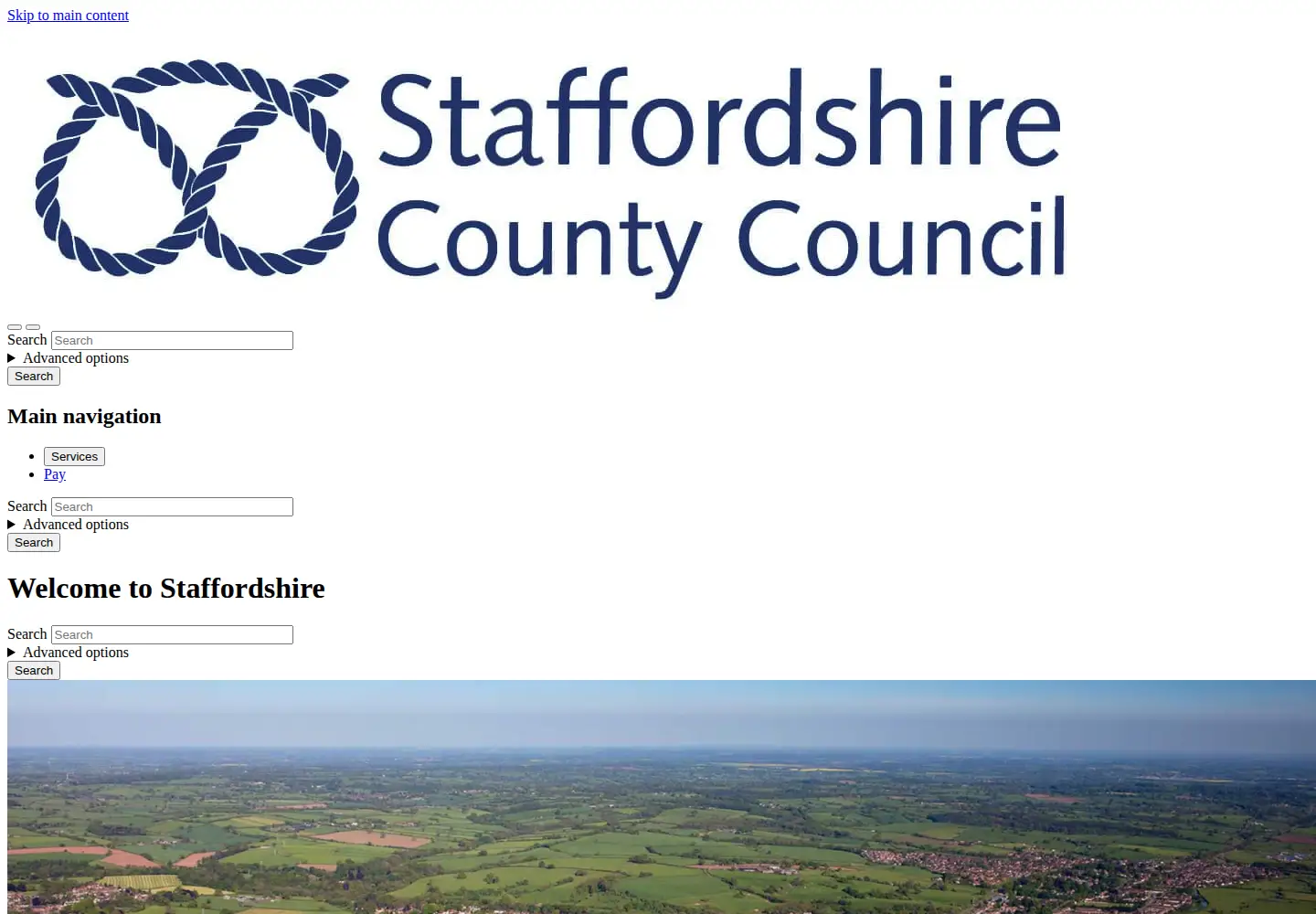 Captured homepage of staffordshire.gov.uk in the current scan