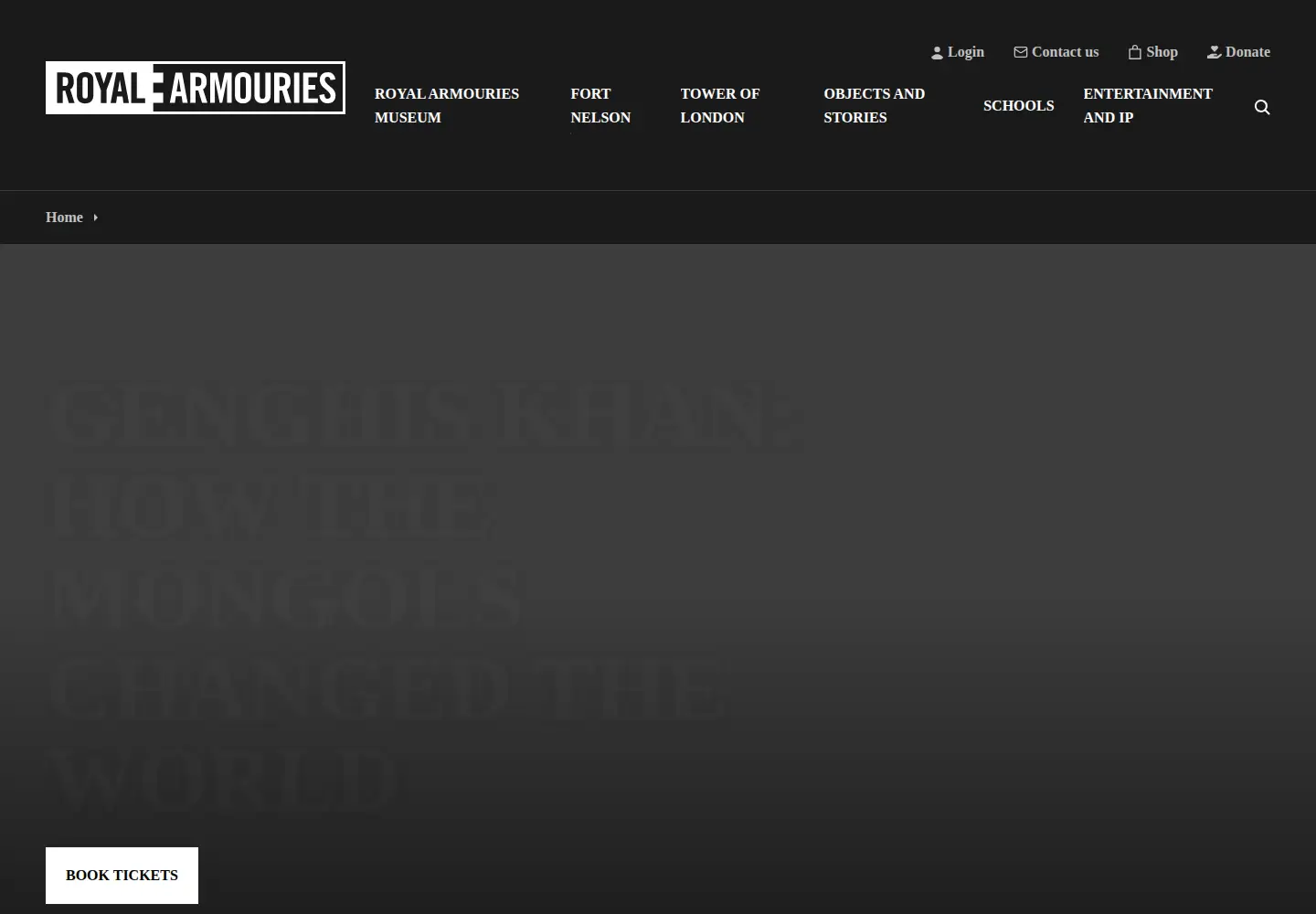 Captured homepage of royalarmouries.org in the current scan