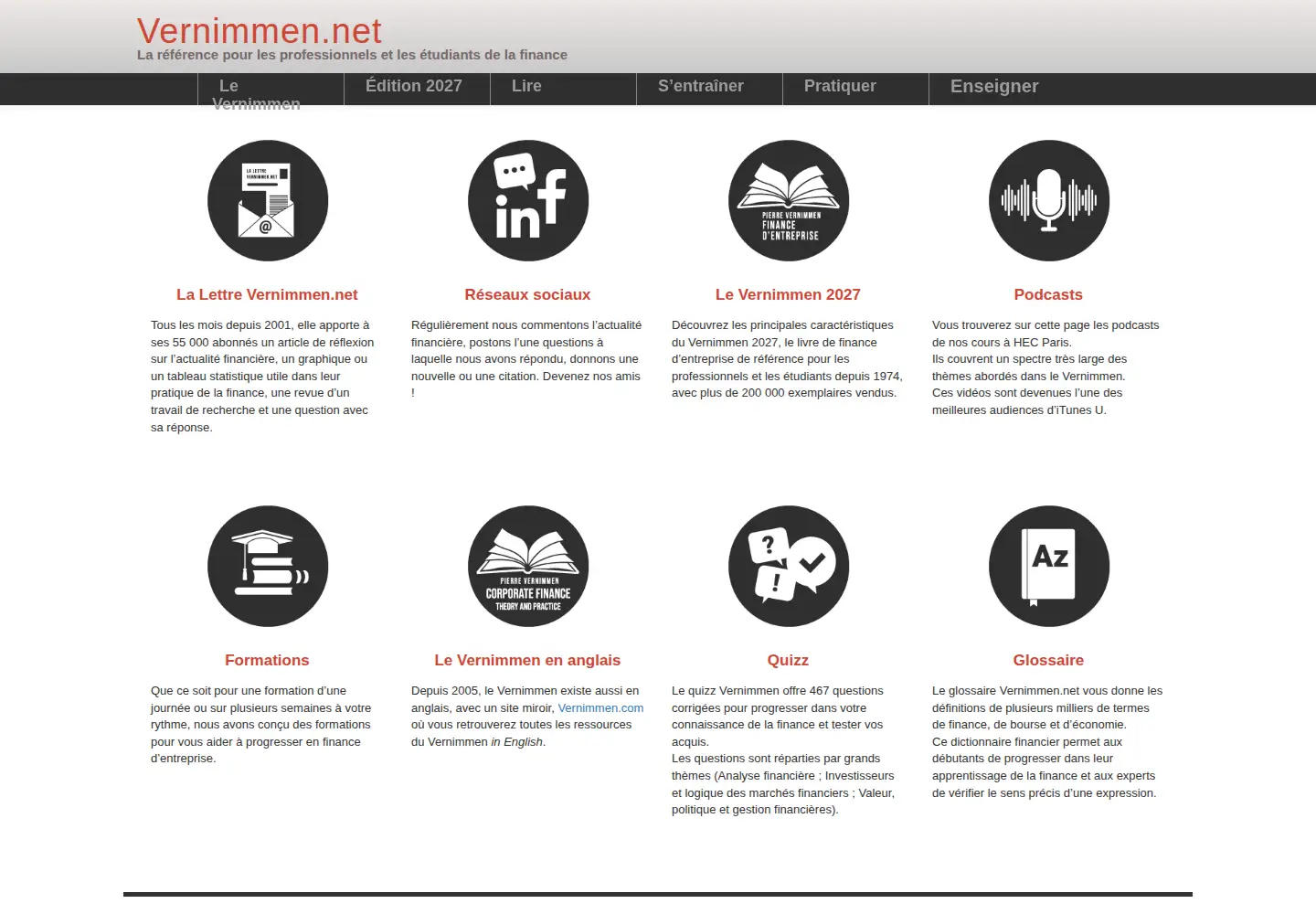 Screenshot of vernimmen.net