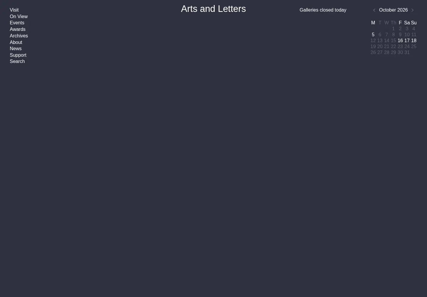 Captured homepage of artsandletters.org in the current scan