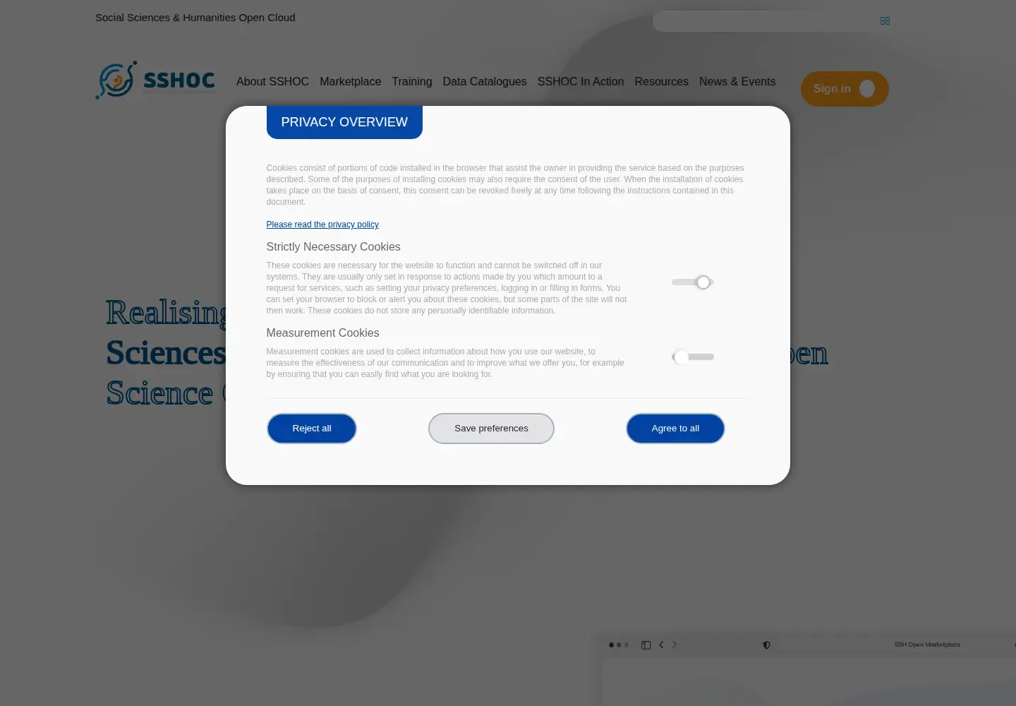 Captured homepage of sshopencloud.eu in the current scan