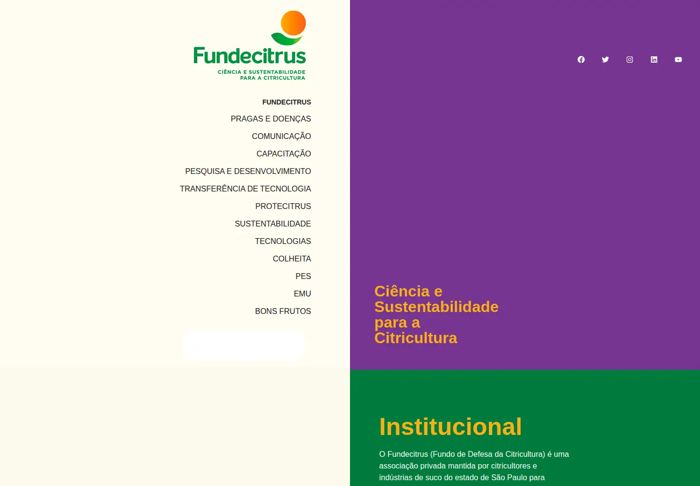 Screenshot of fundecitrus.com.br