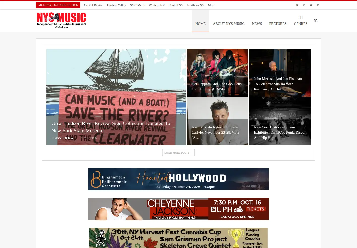 Screenshot of nysmusic.com