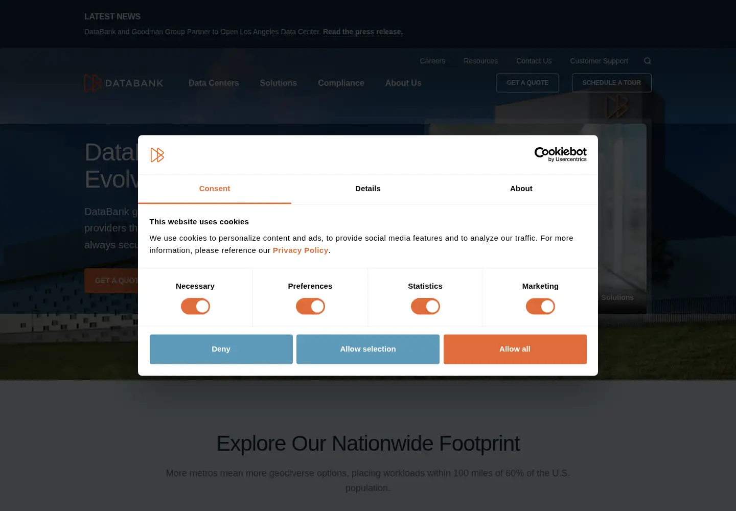 Captured homepage of databank.com in the current scan