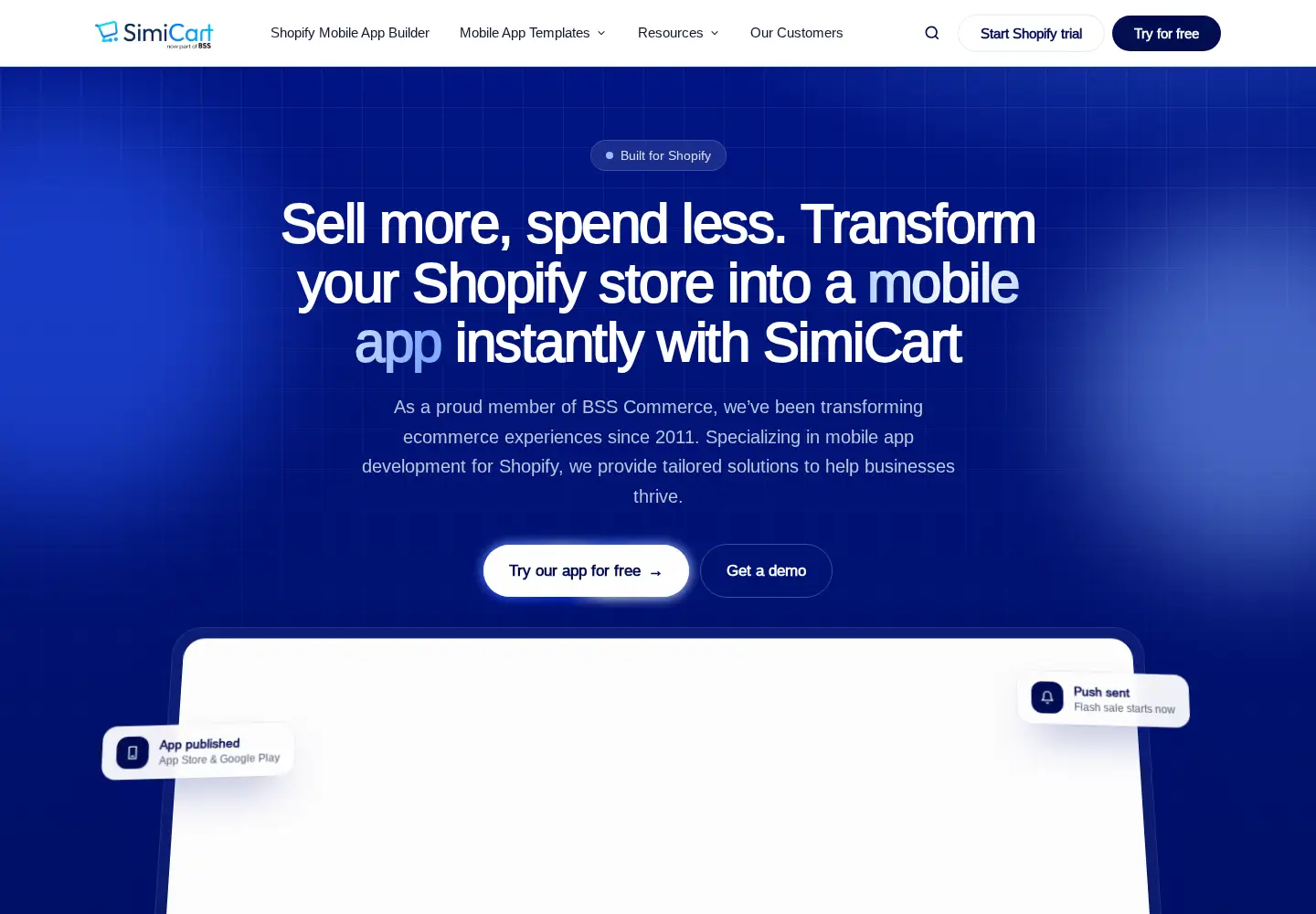 Screenshot of simicart.com