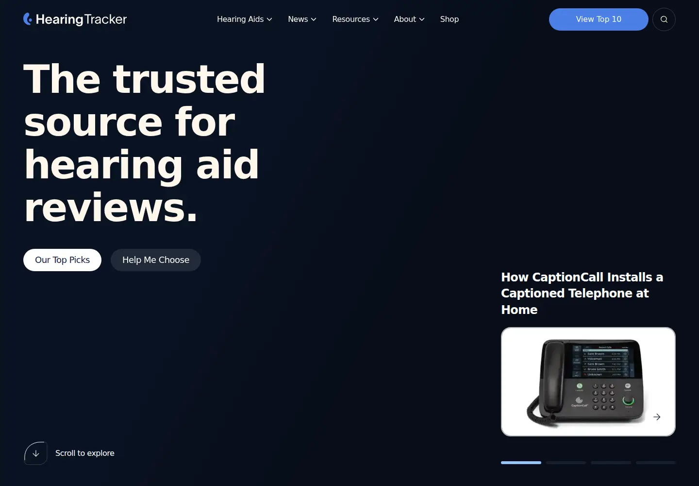 Screenshot of hearingtracker.com