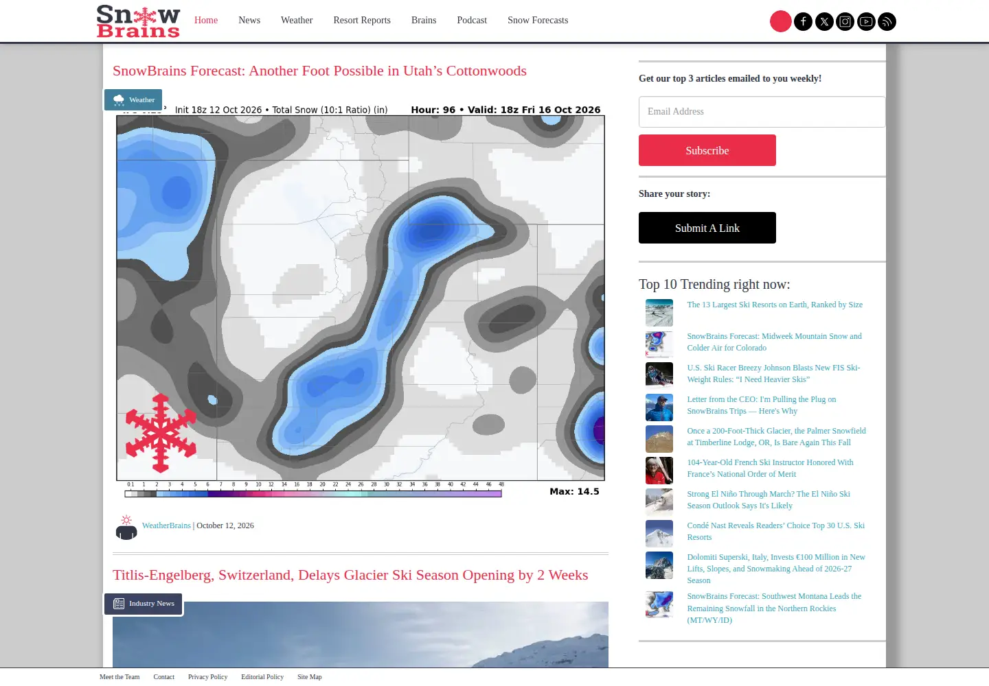 Screenshot of snowbrains.com