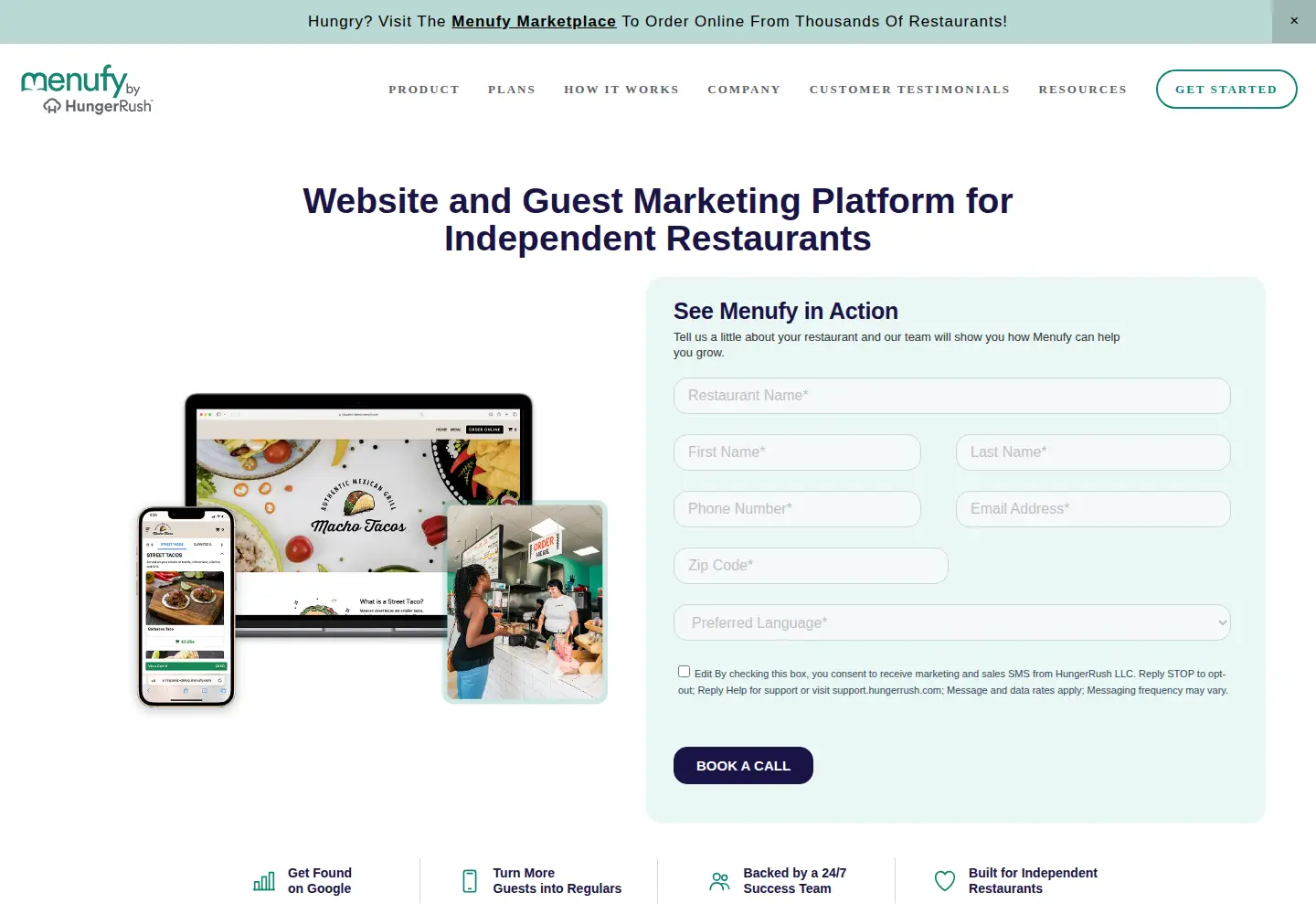 Captured homepage of menufy.com in the current scan