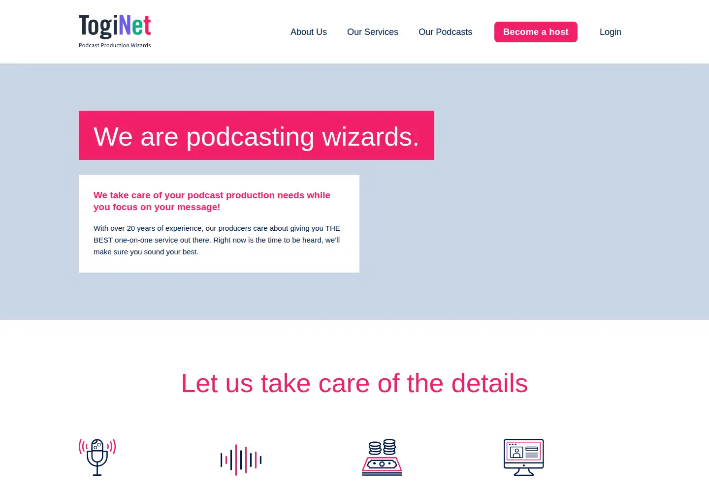 Captured homepage of toginet.com in the current scan