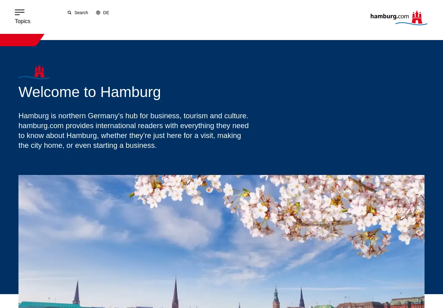 Captured homepage of hamburg.com in the current scan