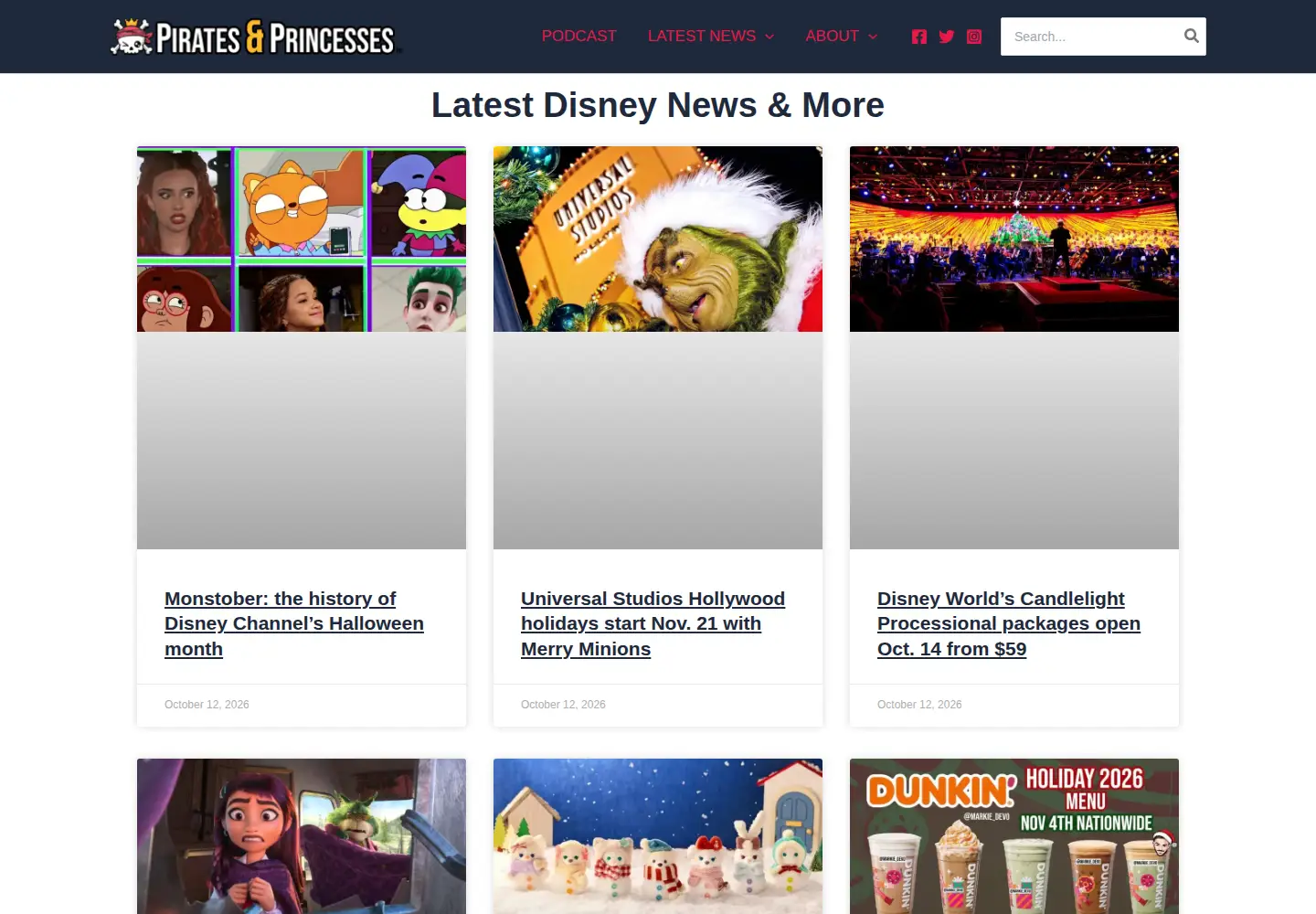 Captured homepage of piratesandprincesses.net in the current scan
