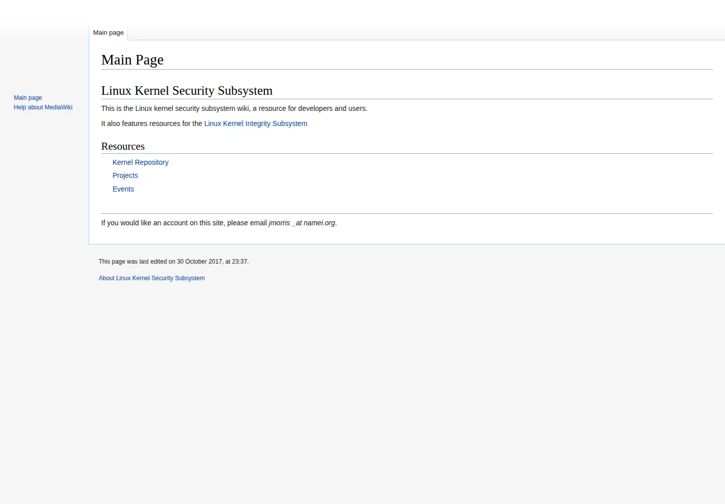 Screenshot of kernsec.org