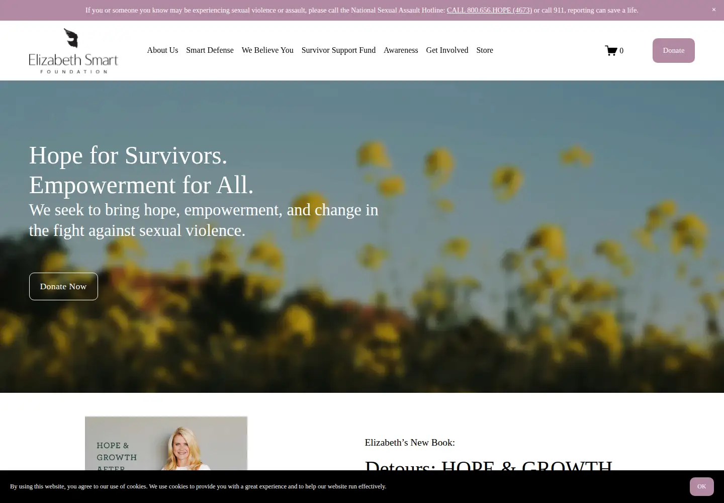 Screenshot of elizabethsmartfoundation.org