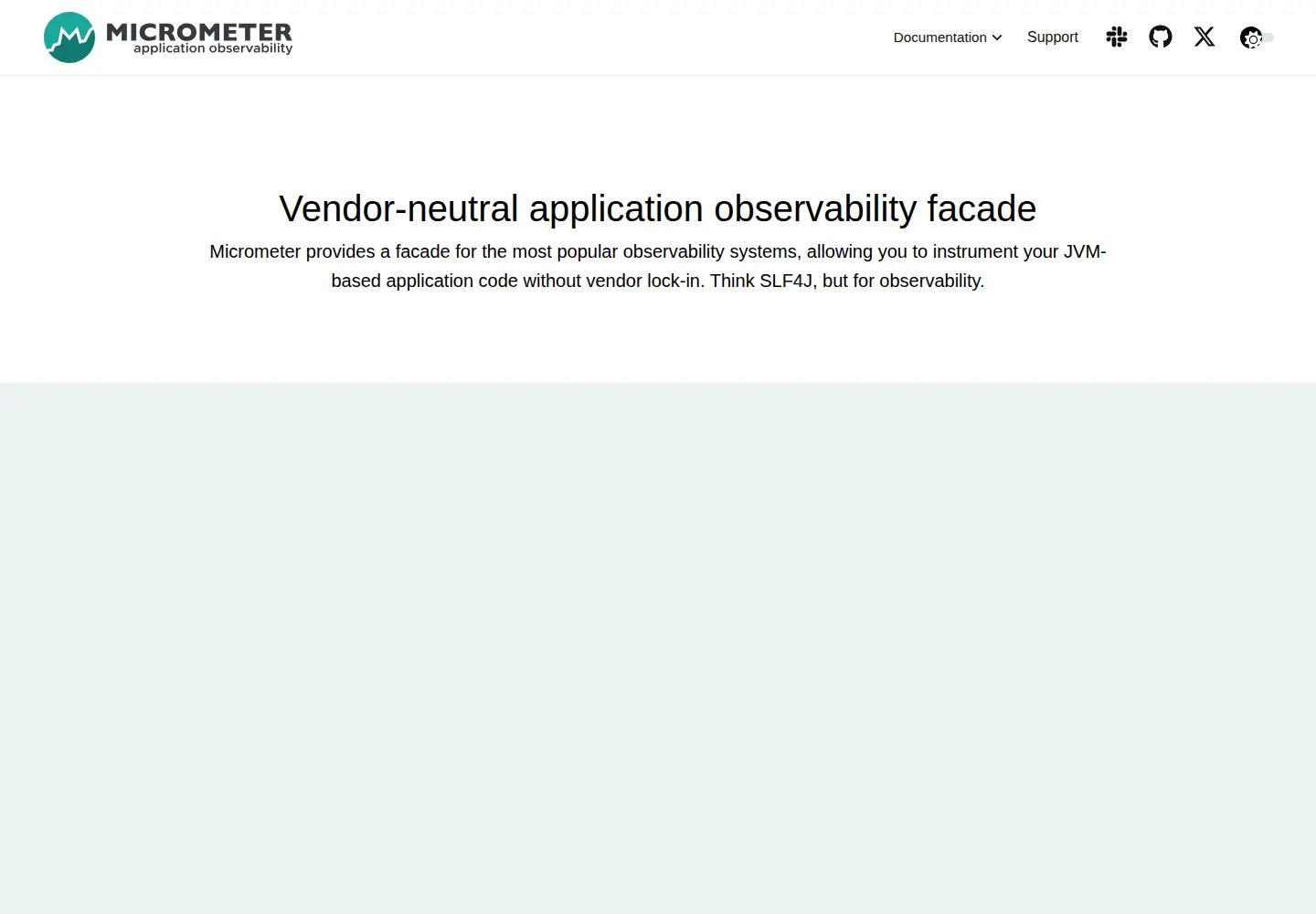 Screenshot of micrometer.io