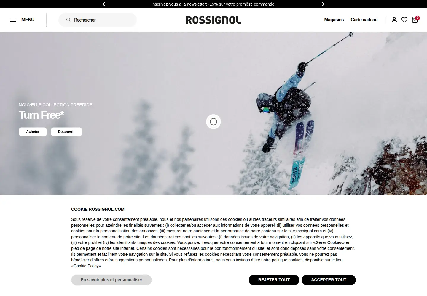 Captured homepage of rossignol.com in the current scan
