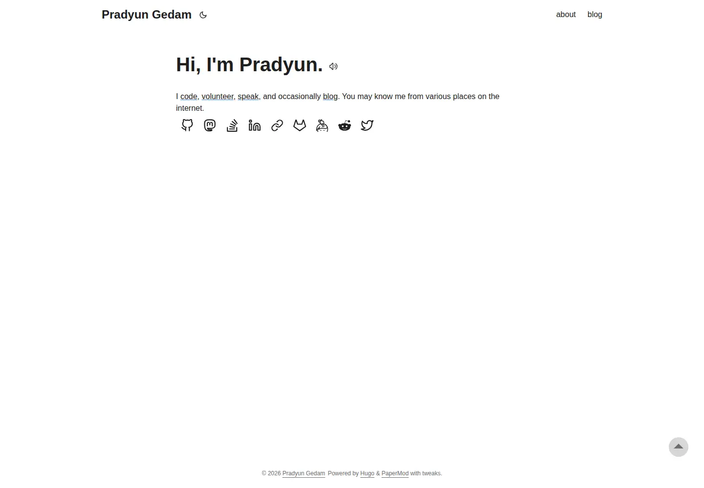 Screenshot of pradyunsg.me