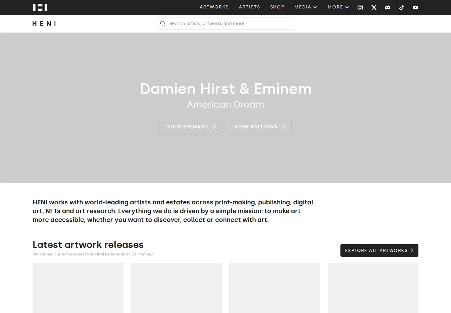 Captured homepage of heni.com in the current scan