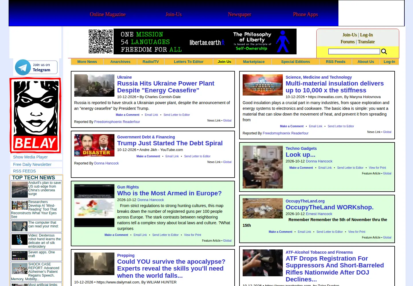Captured homepage of freedomsphoenix.com in the current scan